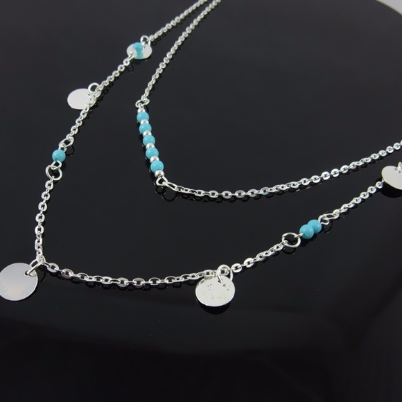 Kingman Turquoise Beaded Boho Indie Gold Necklace - Picture 3 of 5